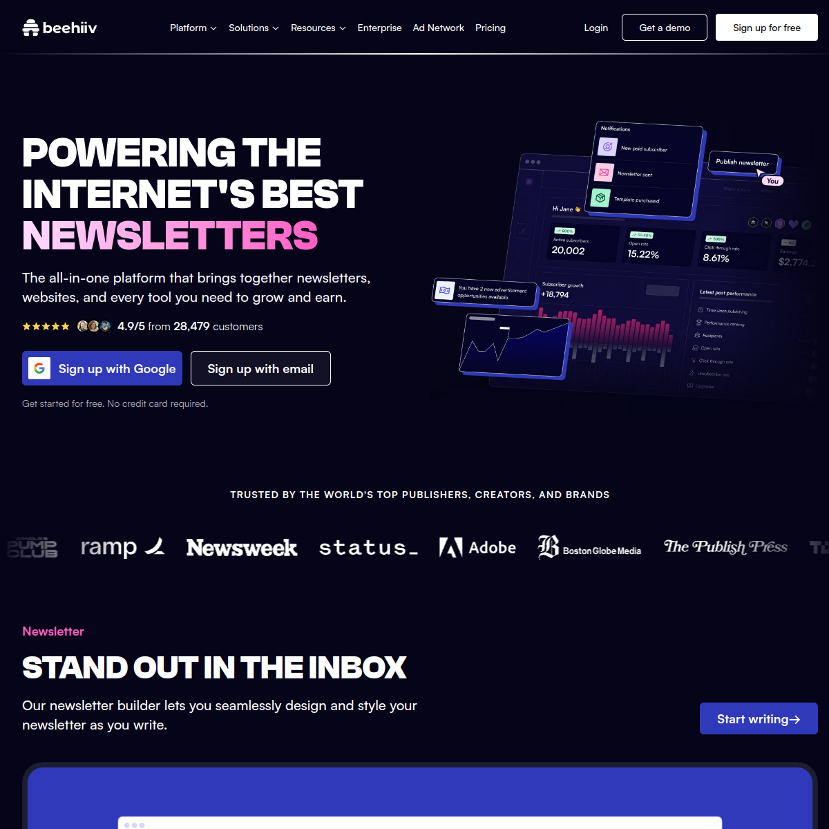 beehiiv product screenshot