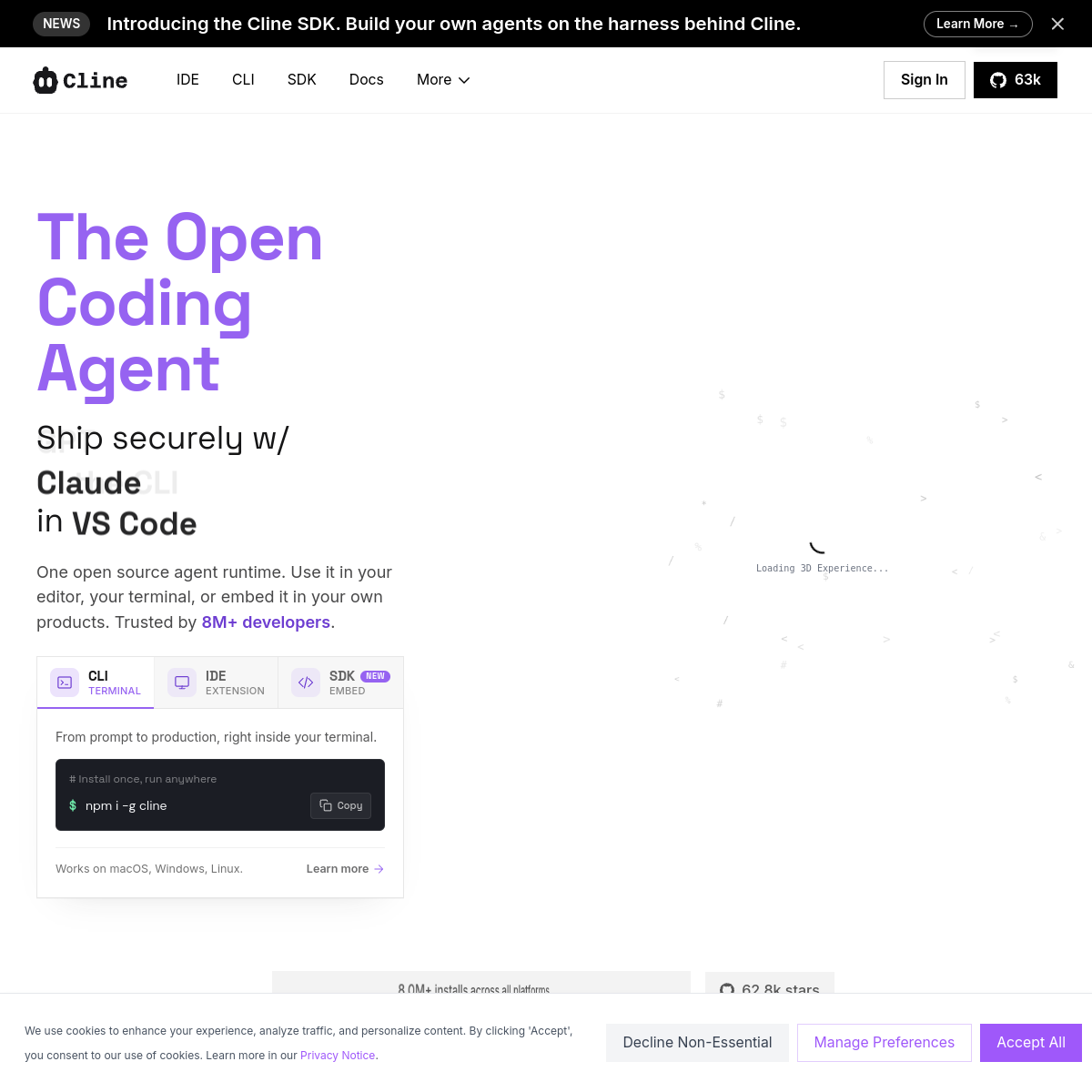 Cline product screenshot
