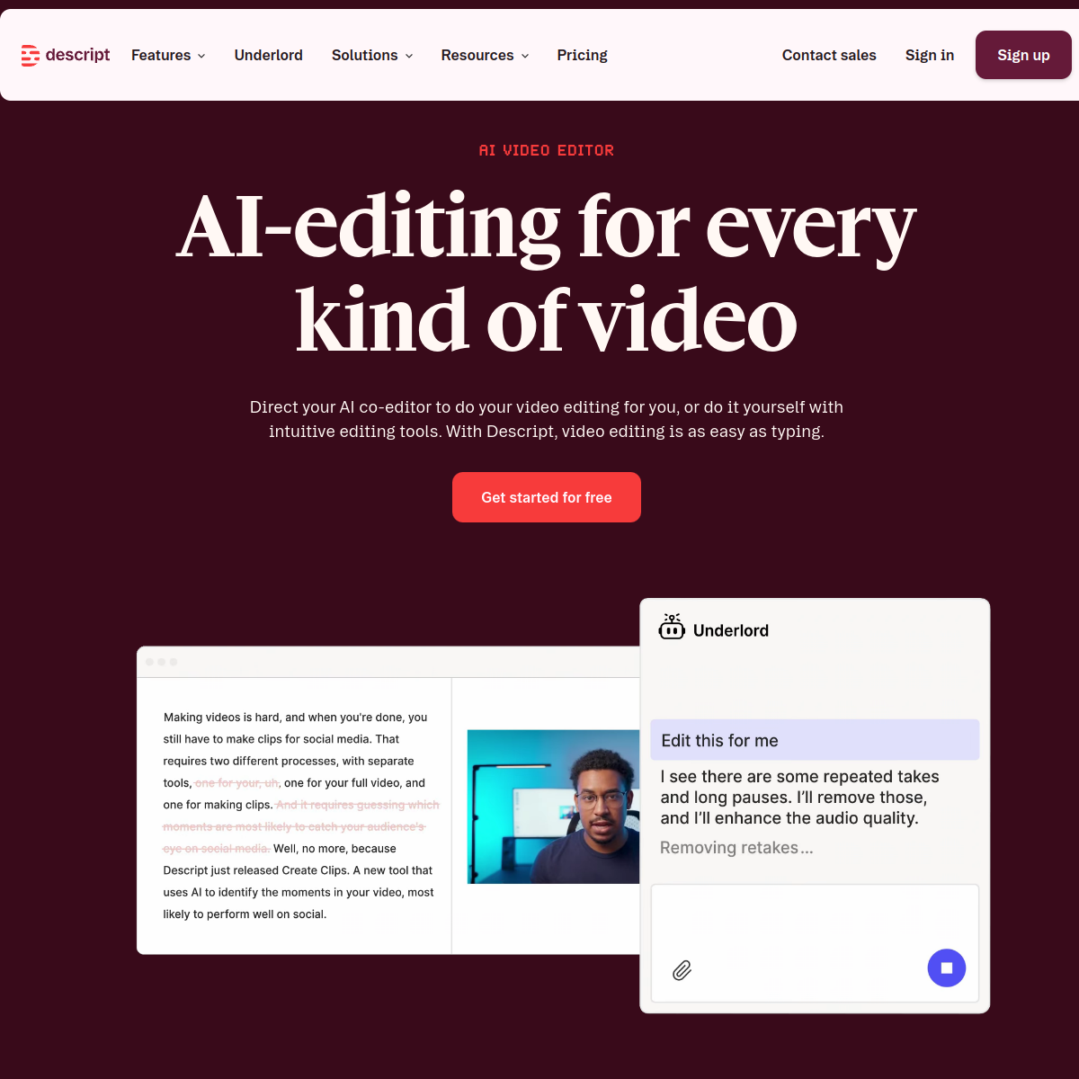 Descript product screenshot