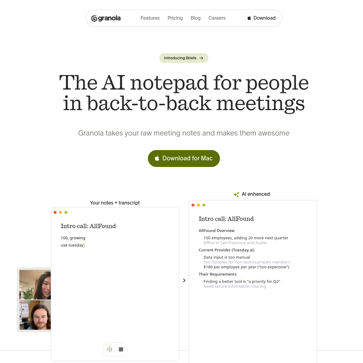Granola product screenshot