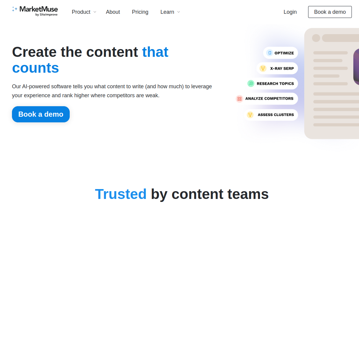 MarketMuse product screenshot