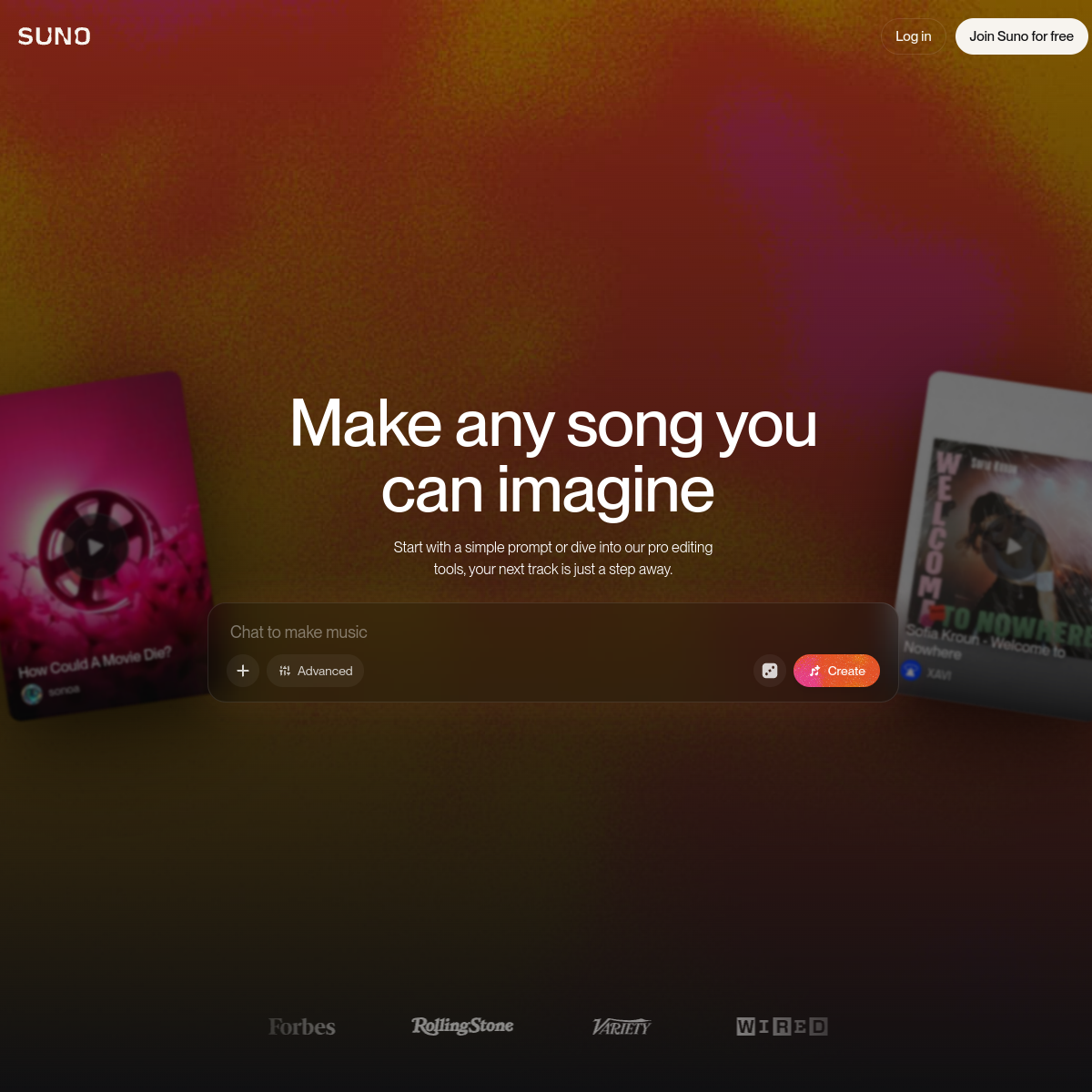 Suno product screenshot