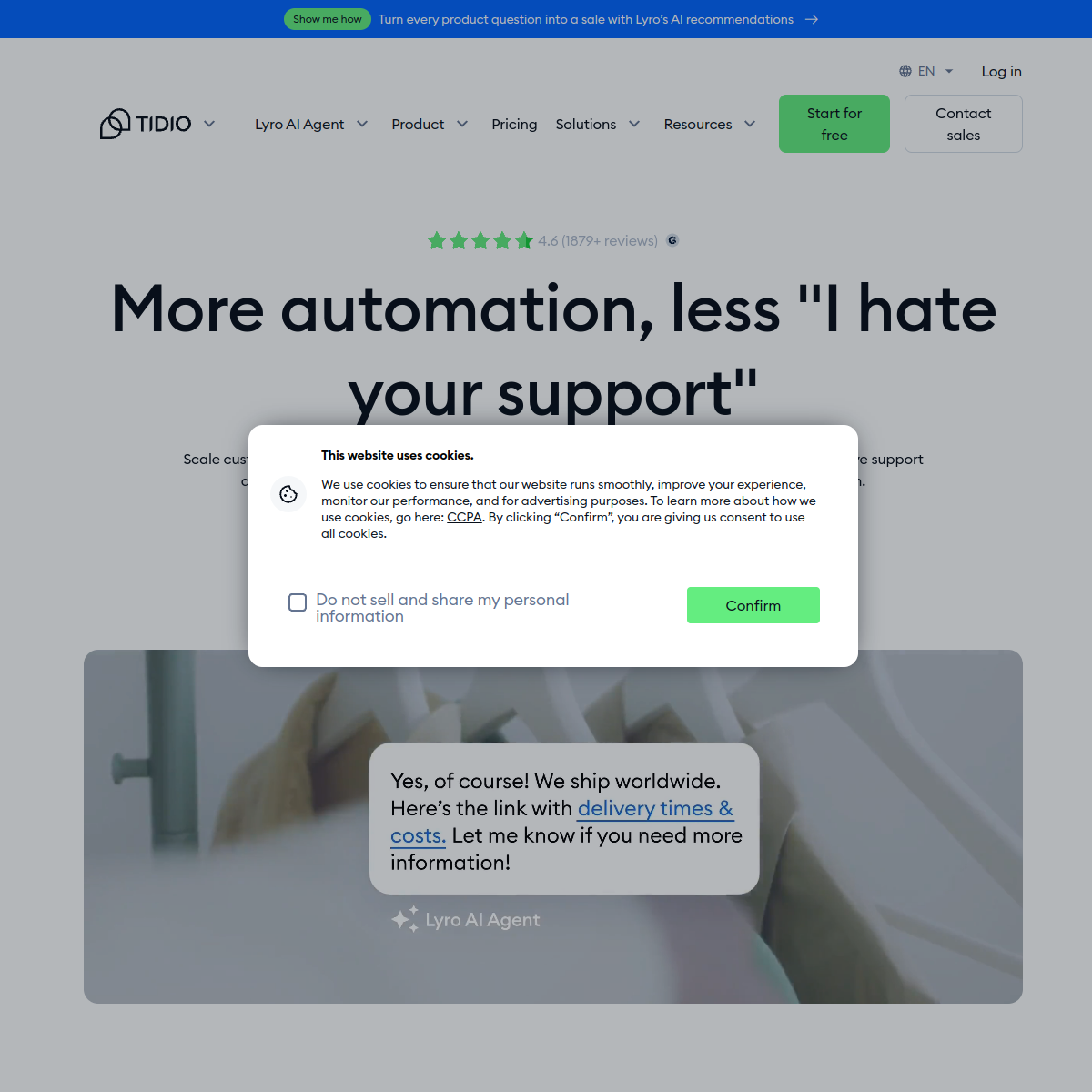 Tidio product screenshot