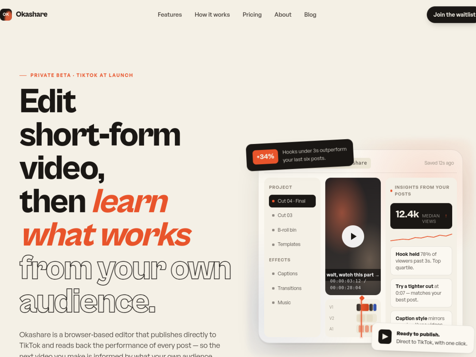 Okashare — Browser Video Editor for TikTok Creators