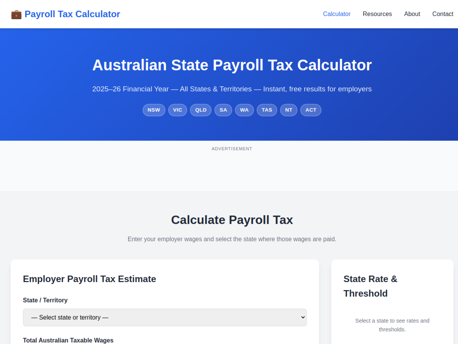 Payroll Tax Calculator — live screenshot