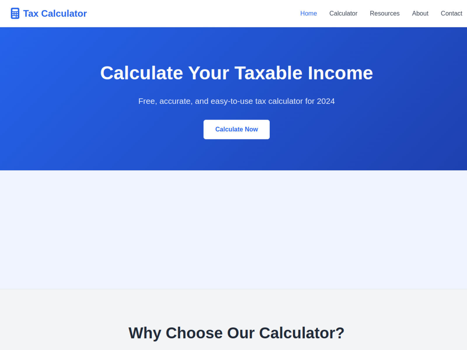 Taxable Income Calculator — live screenshot