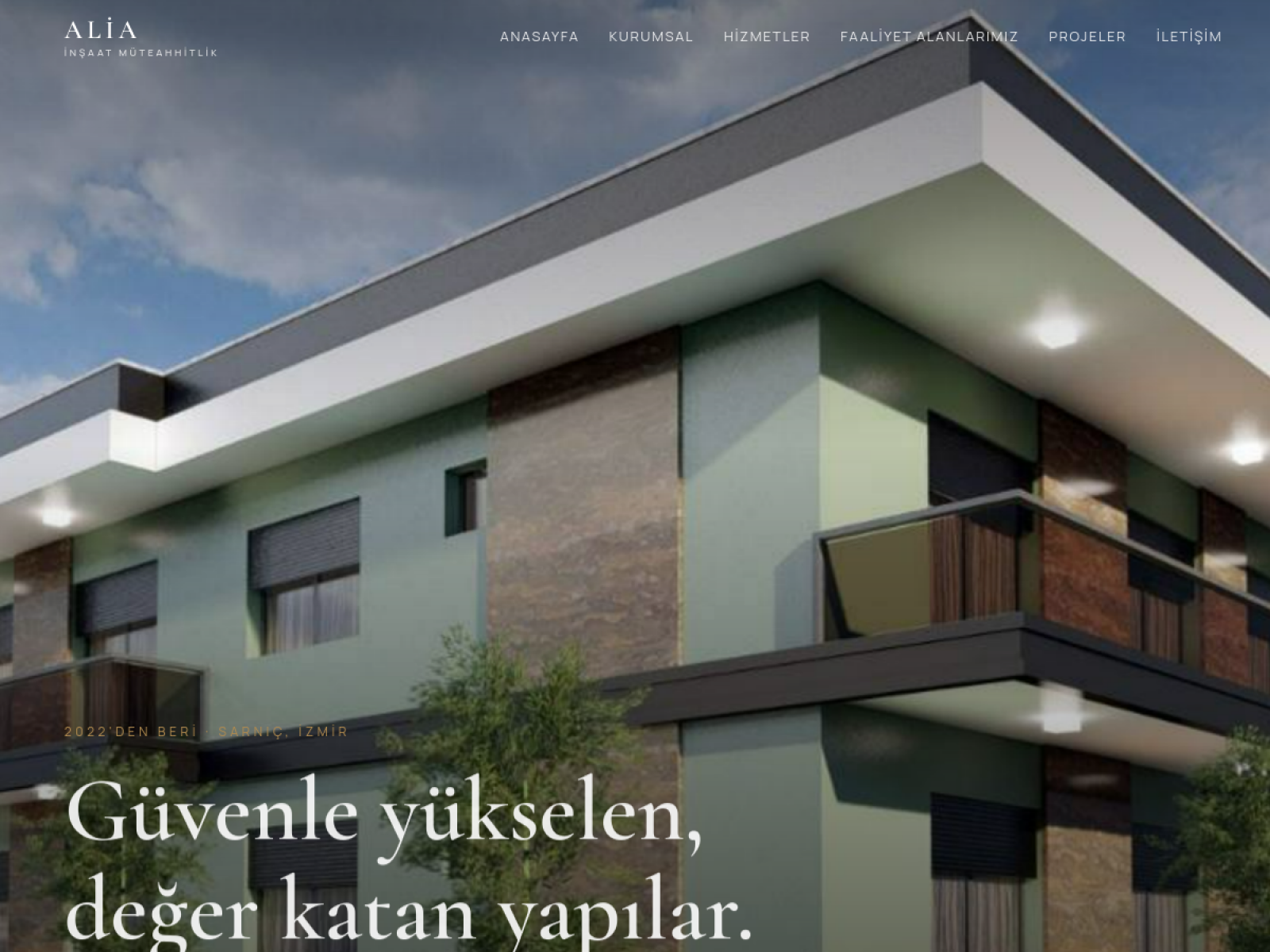 ALİA İnşaat Müteahhitlik web sitesi