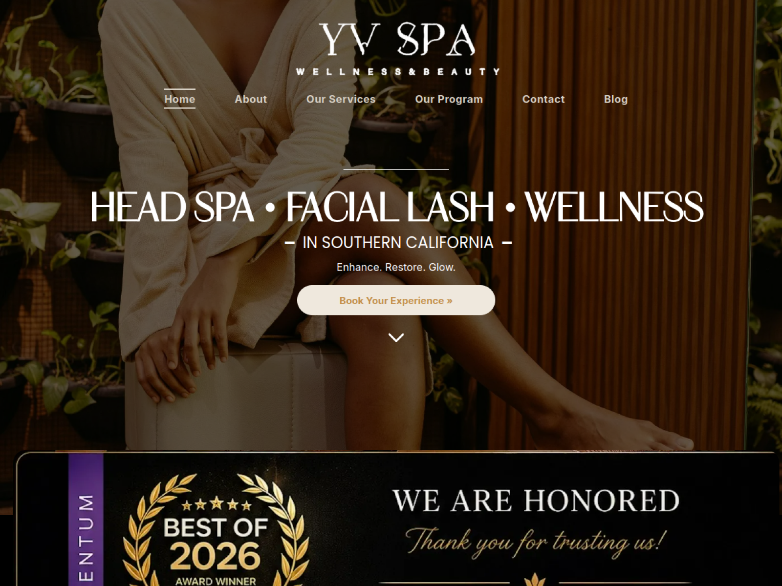 Yv Spa Beauty Wellness website