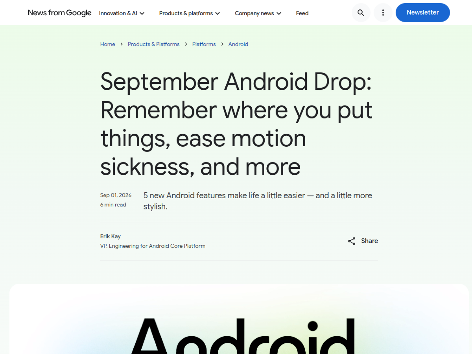 Imagem relacionada a Android Drop de setembro adiciona recursos de acessibilidade e segurança, publicada na fonte Google
