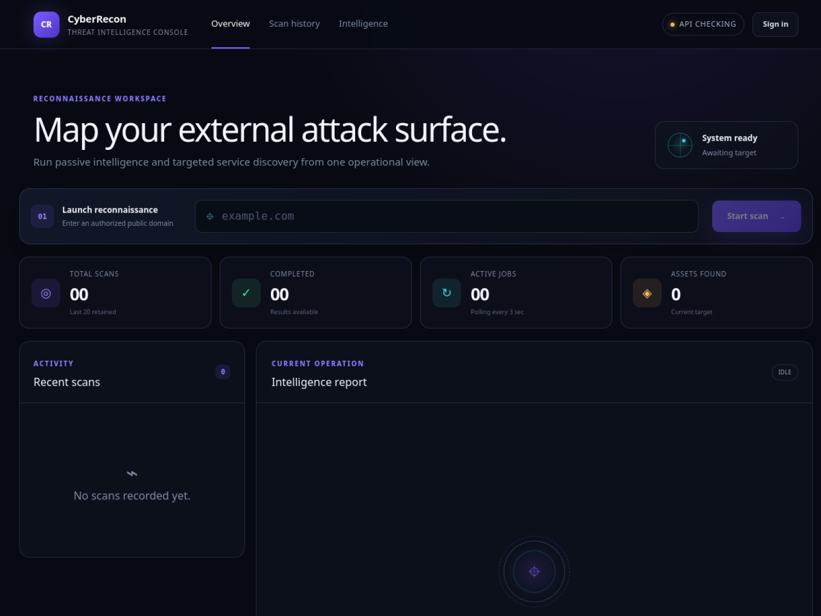 CyberRecon live interface