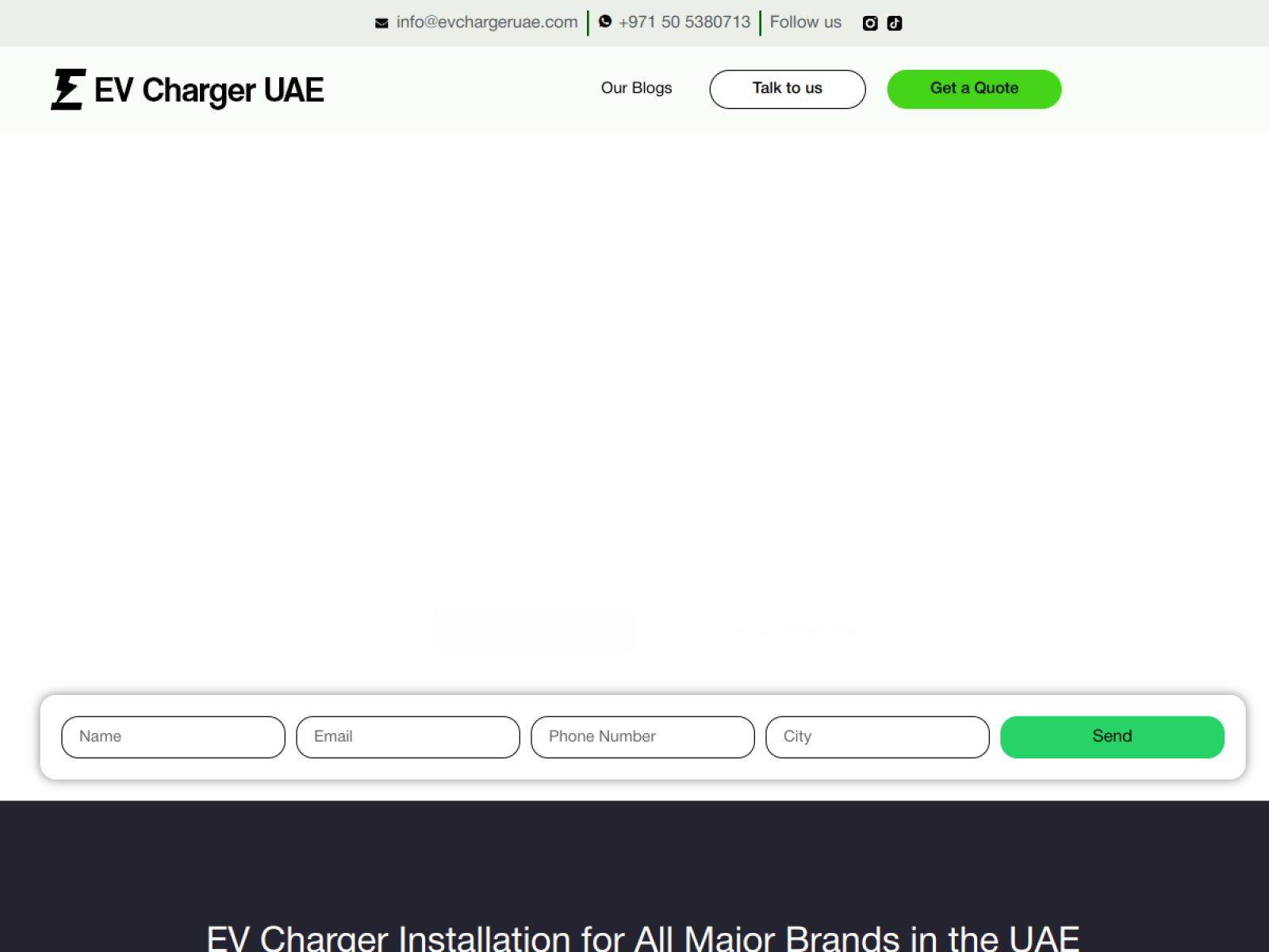 EV Charger UAE website screenshot