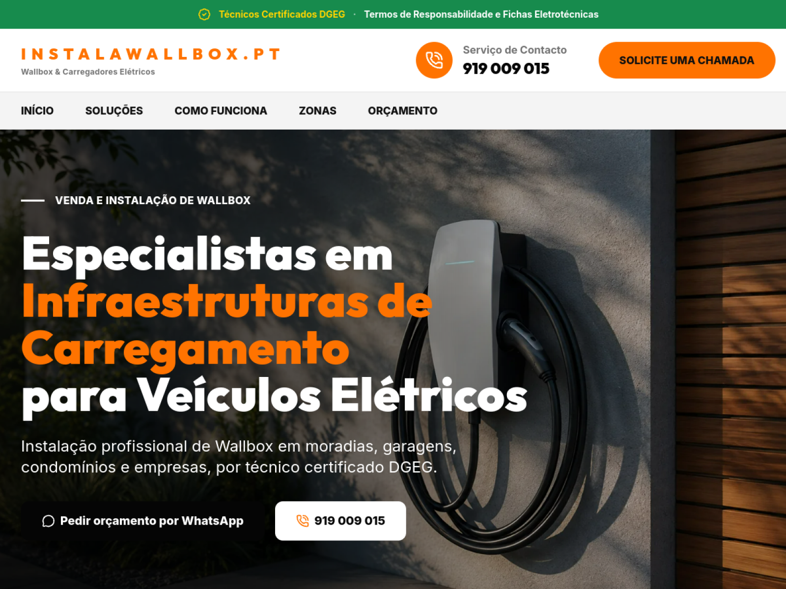 Pré-visualização do website InstalaWallbox.pt