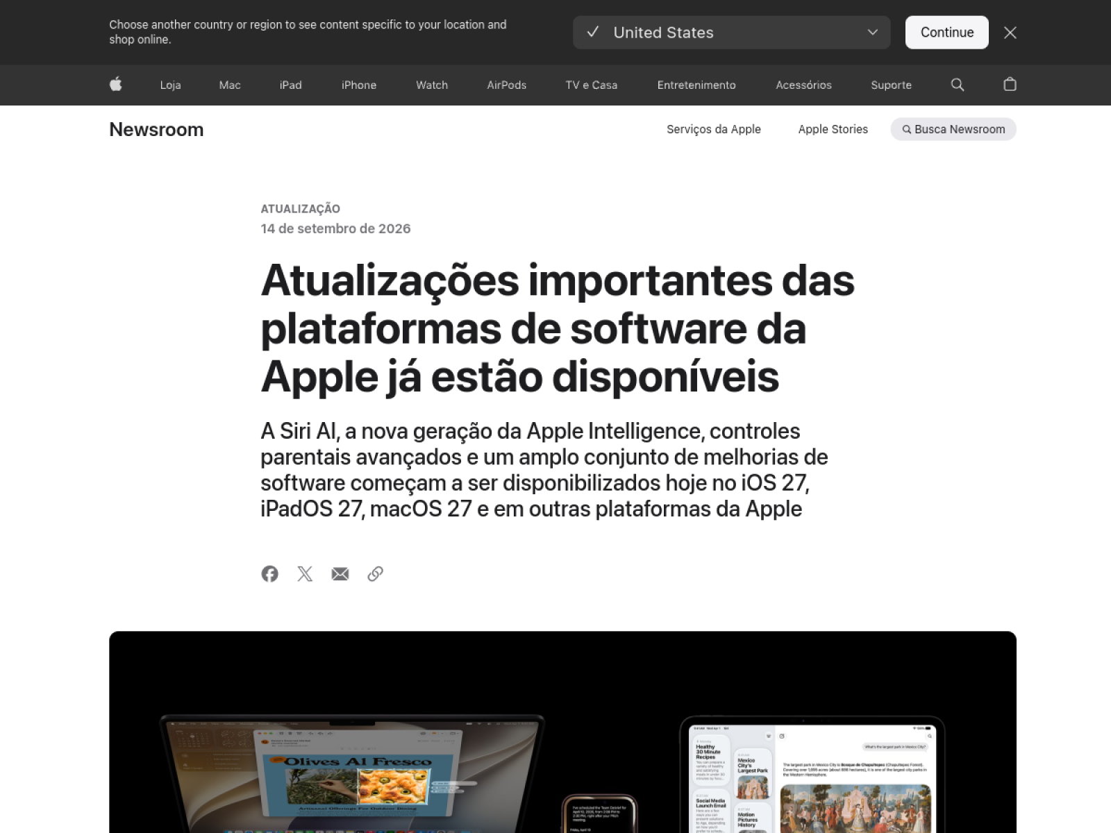 Imagem relacionada a iOS 27, iPadOS 27 e macOS 27 são liberados pela Apple, publicada na fonte Apple