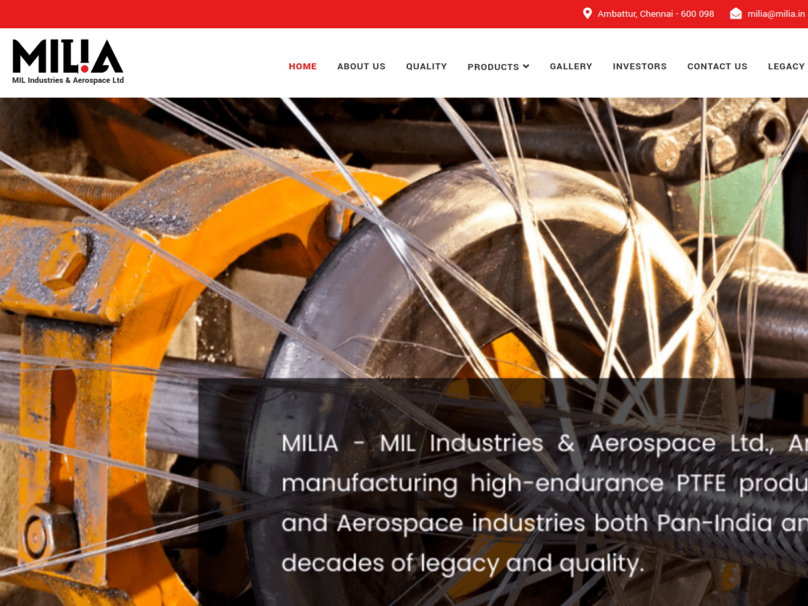 MIL Industries & Aerospace website screenshot
