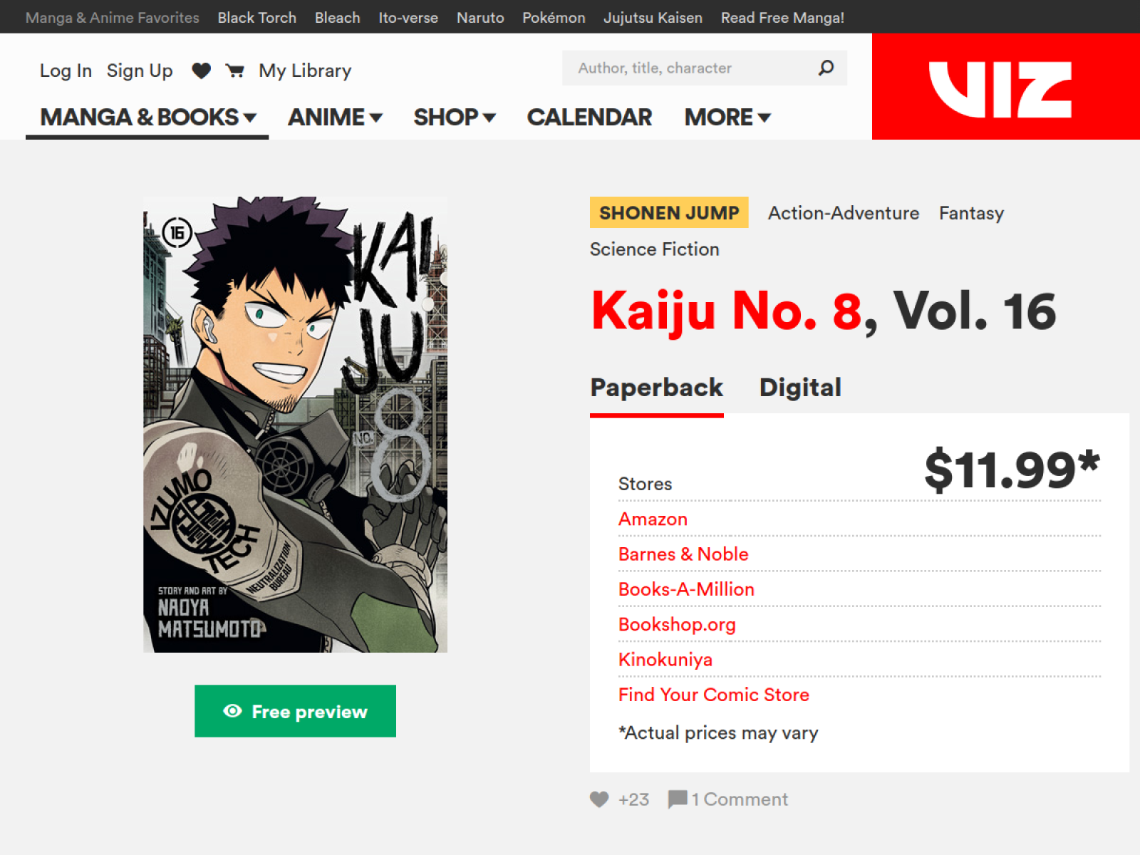 Imagem relacionada a Kaiju No. 8 Vol. 16 encerra a edição em volumes, publicada na fonte VIZ Media
