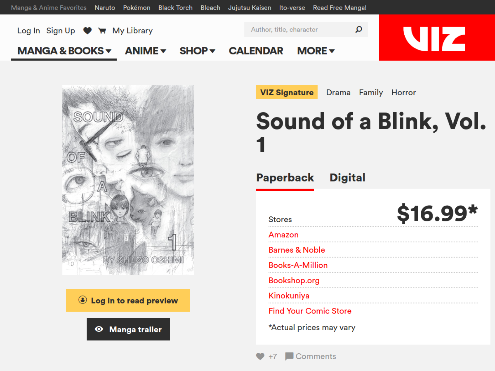 Imagem relacionada a Sound of a Blink estreia em inglês com o volume 1, publicada na fonte VIZ Media