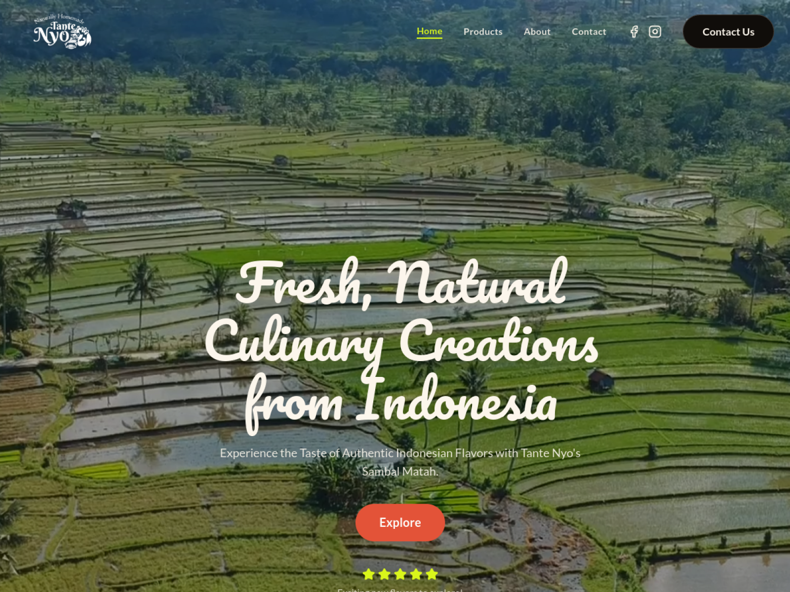 Cuplikan website Tante Nyo — proyek Food & Beverage oleh Wirasena Digital