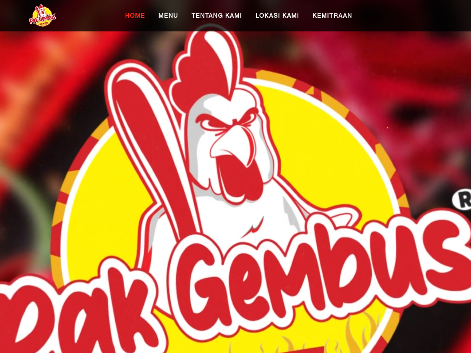 Cuplikan website Ayam Gepuk Pak Gembus — proyek PT Gelora Muda Berjaya untuk Food & Beverage oleh Wirasena Digital