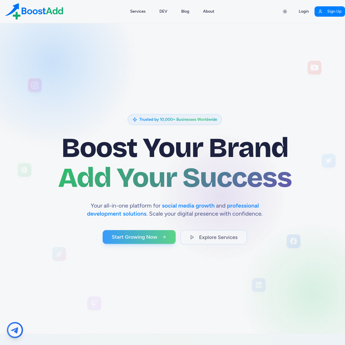 boostadd.com homepage preview
