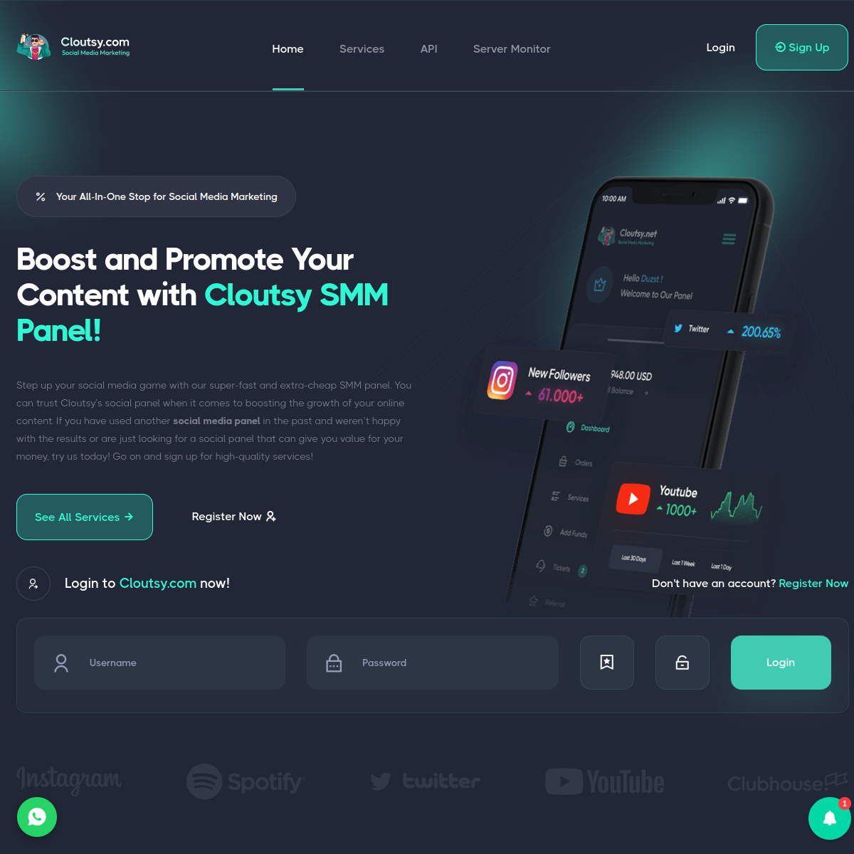 cloutsy.com homepage preview