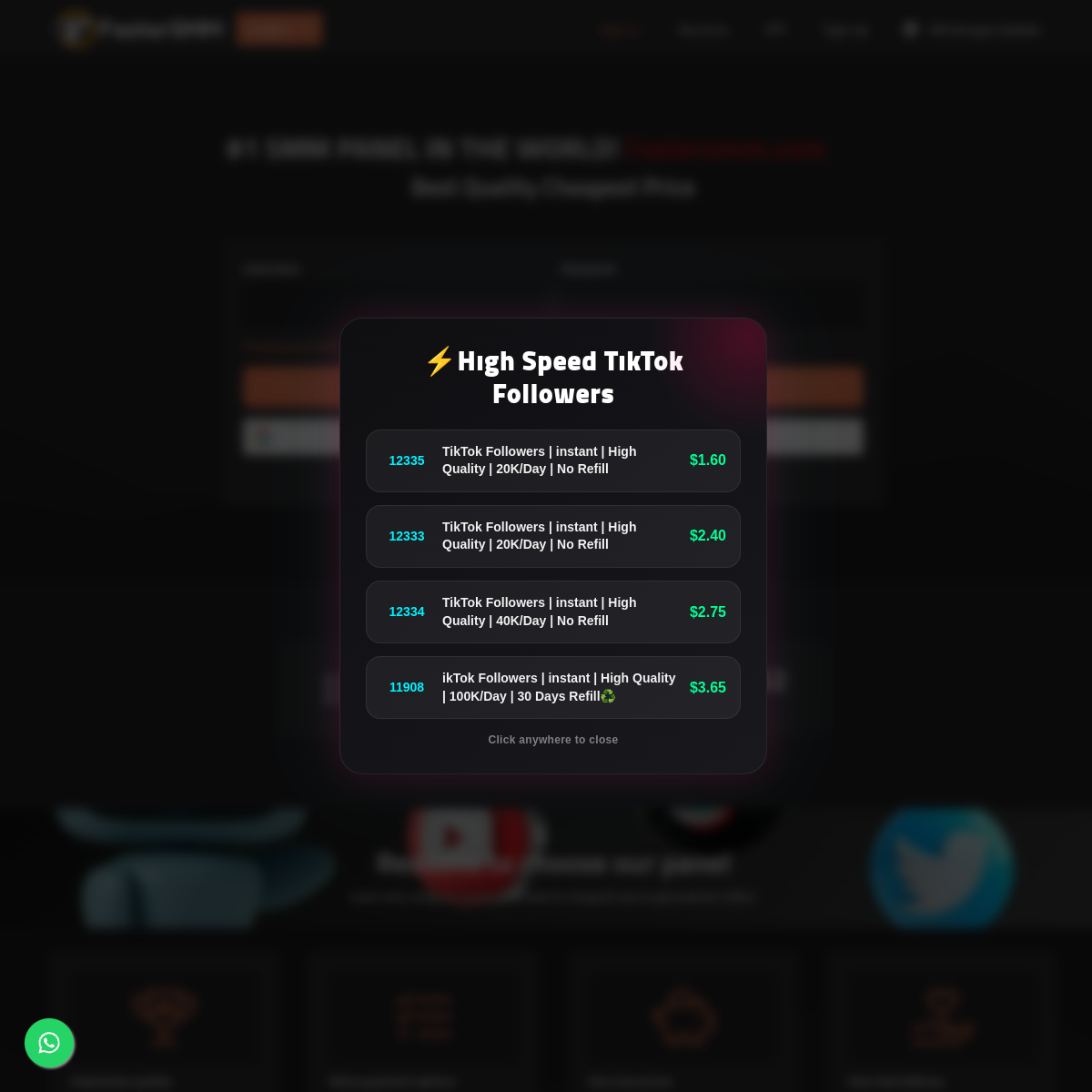fastersmm.com homepage preview