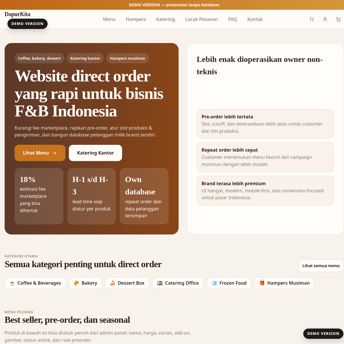 Preview Food and Beverage Order