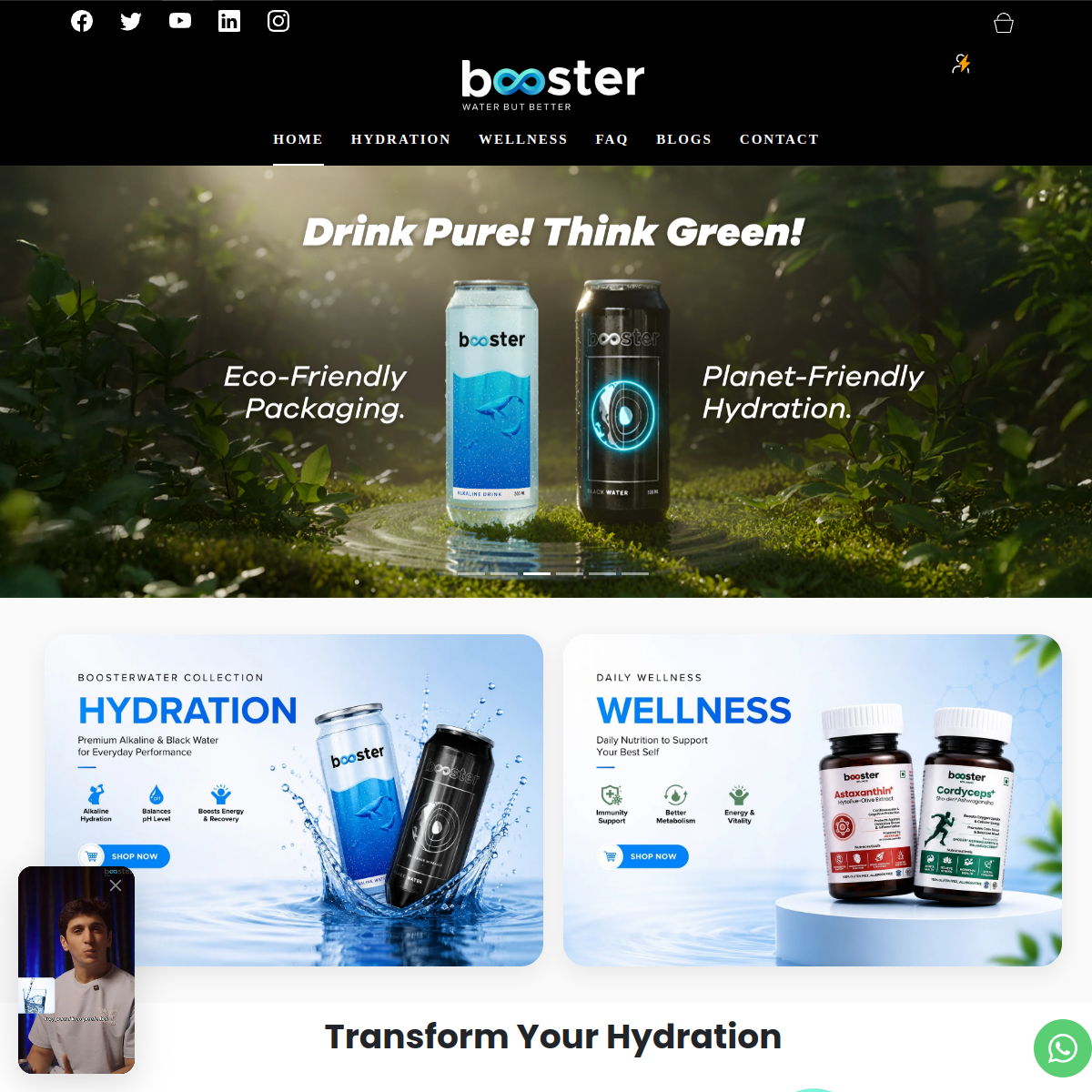 Booster Water live website preview