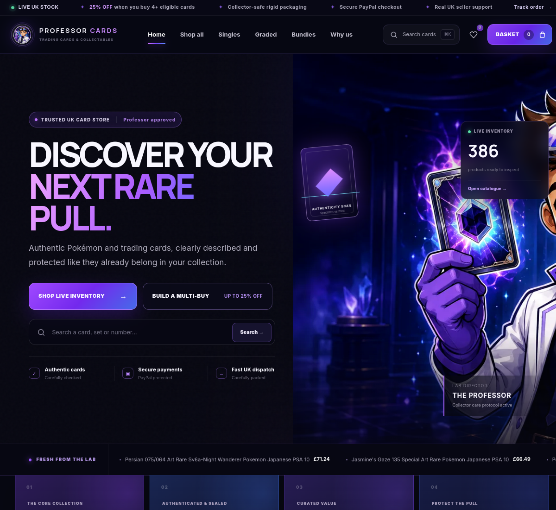 Professor Cards website