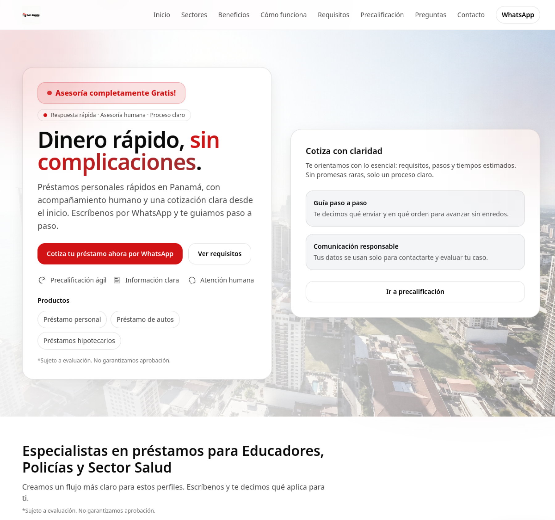 Vista previa del proyecto RapiCrédito Panamá
