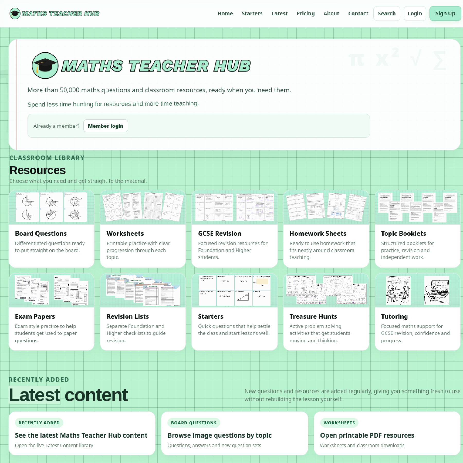 Maths Teacher Hub homepage