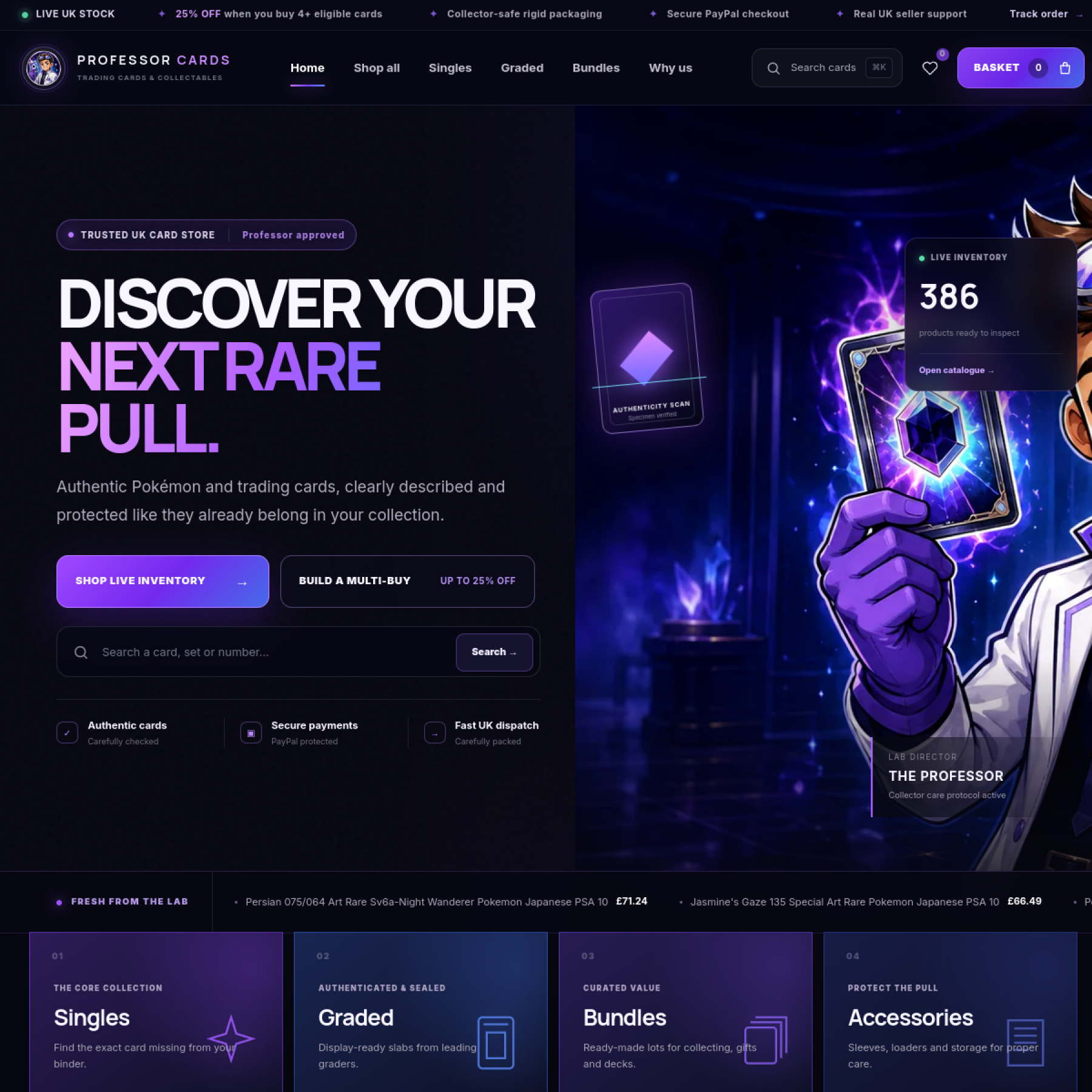 Professor Cards ecommerce website