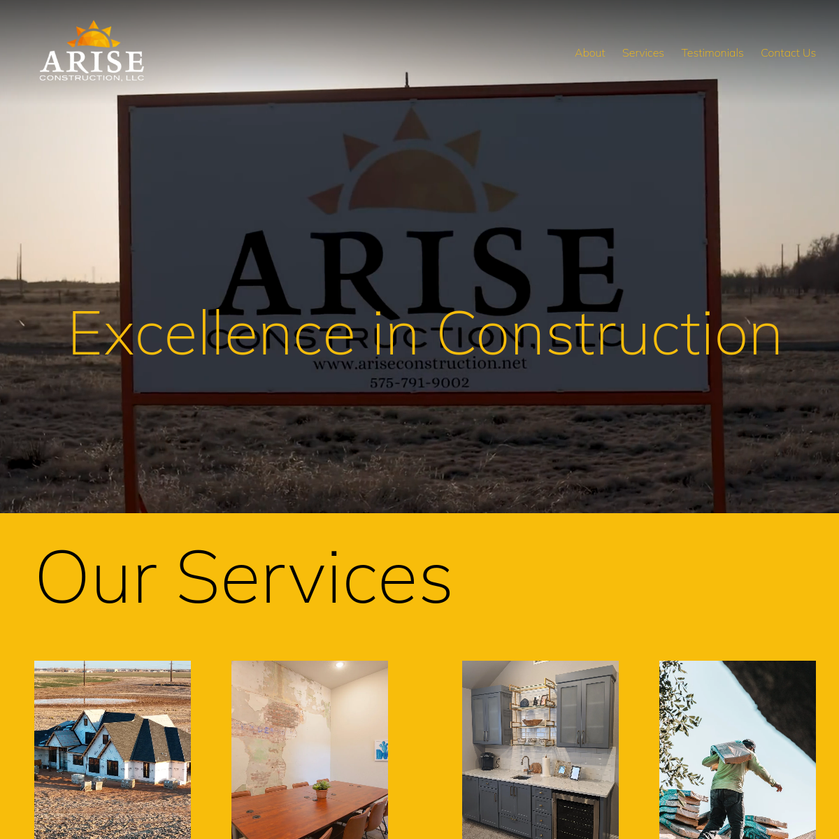 Arise Construction website