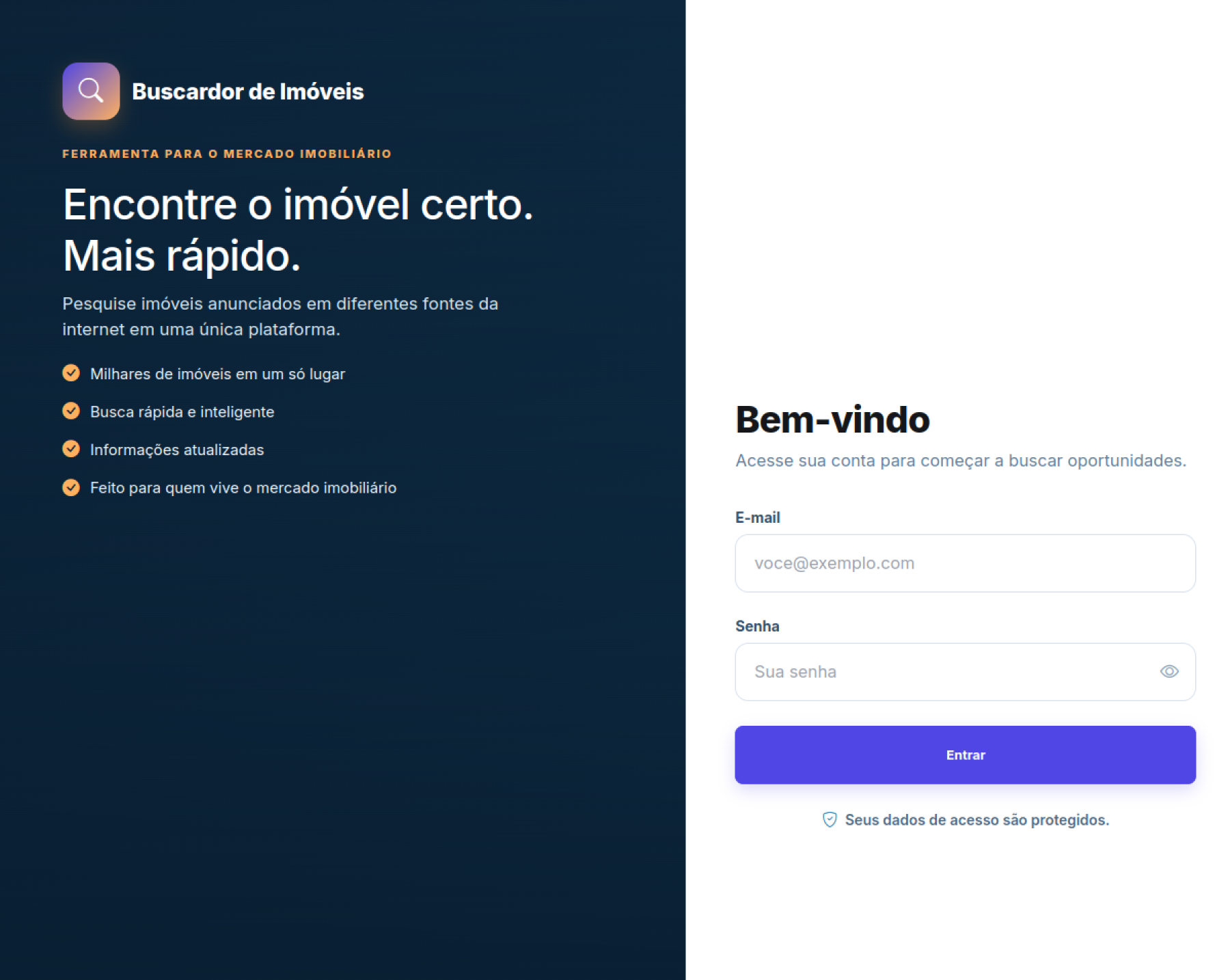 Screenshot real do sistema Buscador de Imóveis