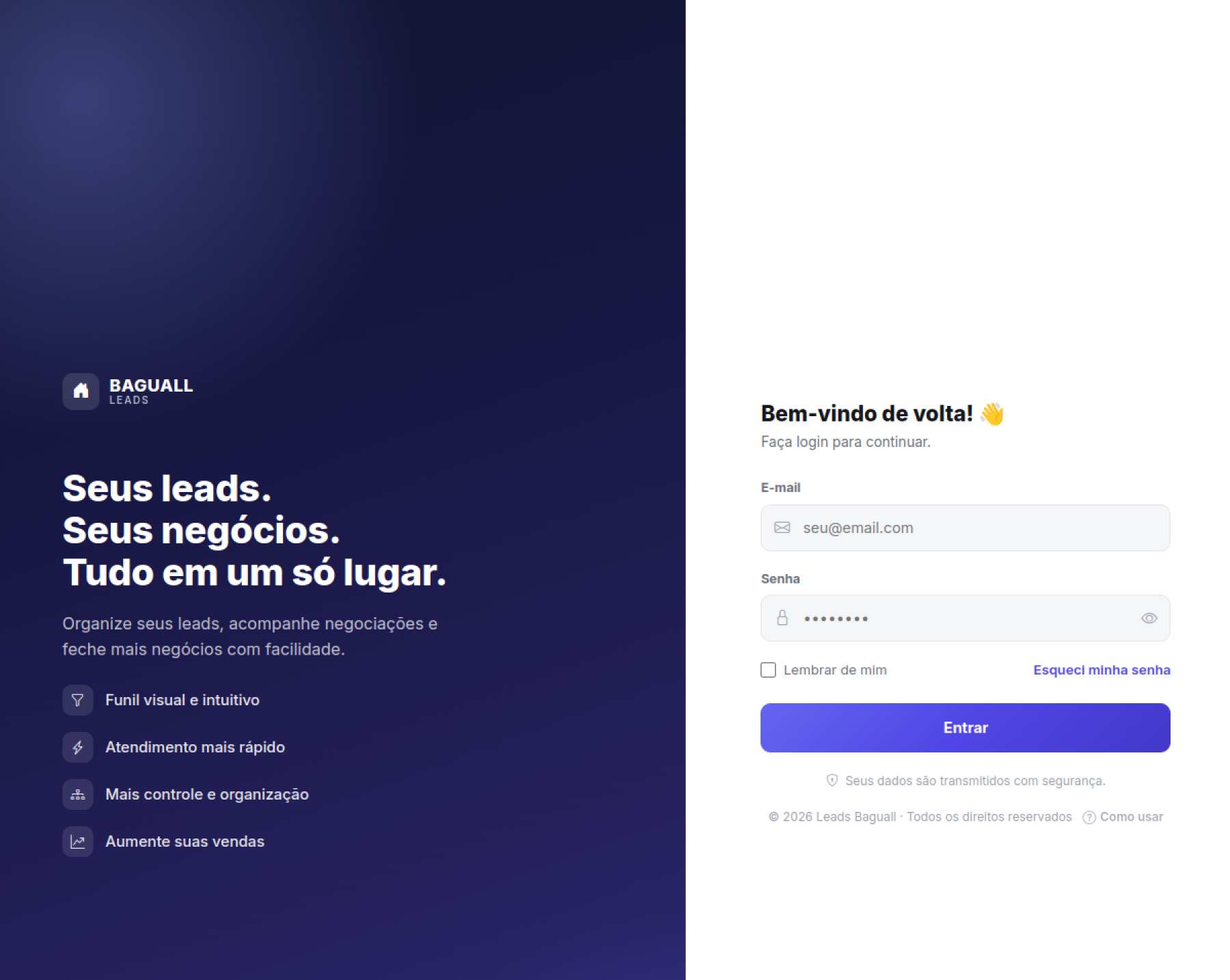 Screenshot real do CRM Leads