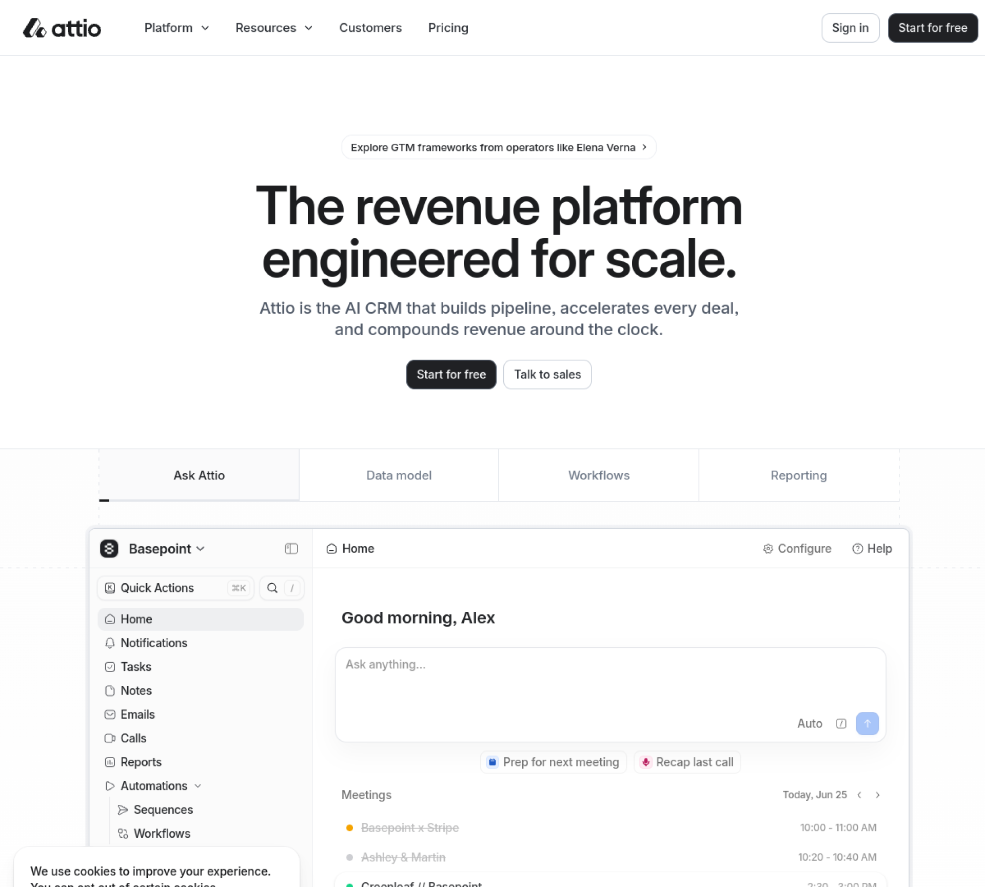 Attio homepage