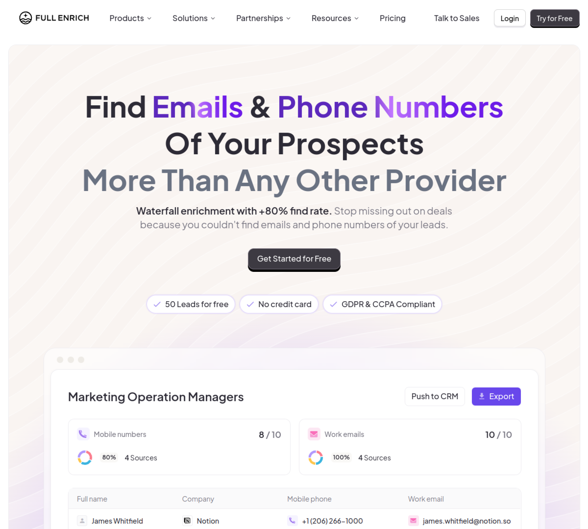 FullEnrich homepage