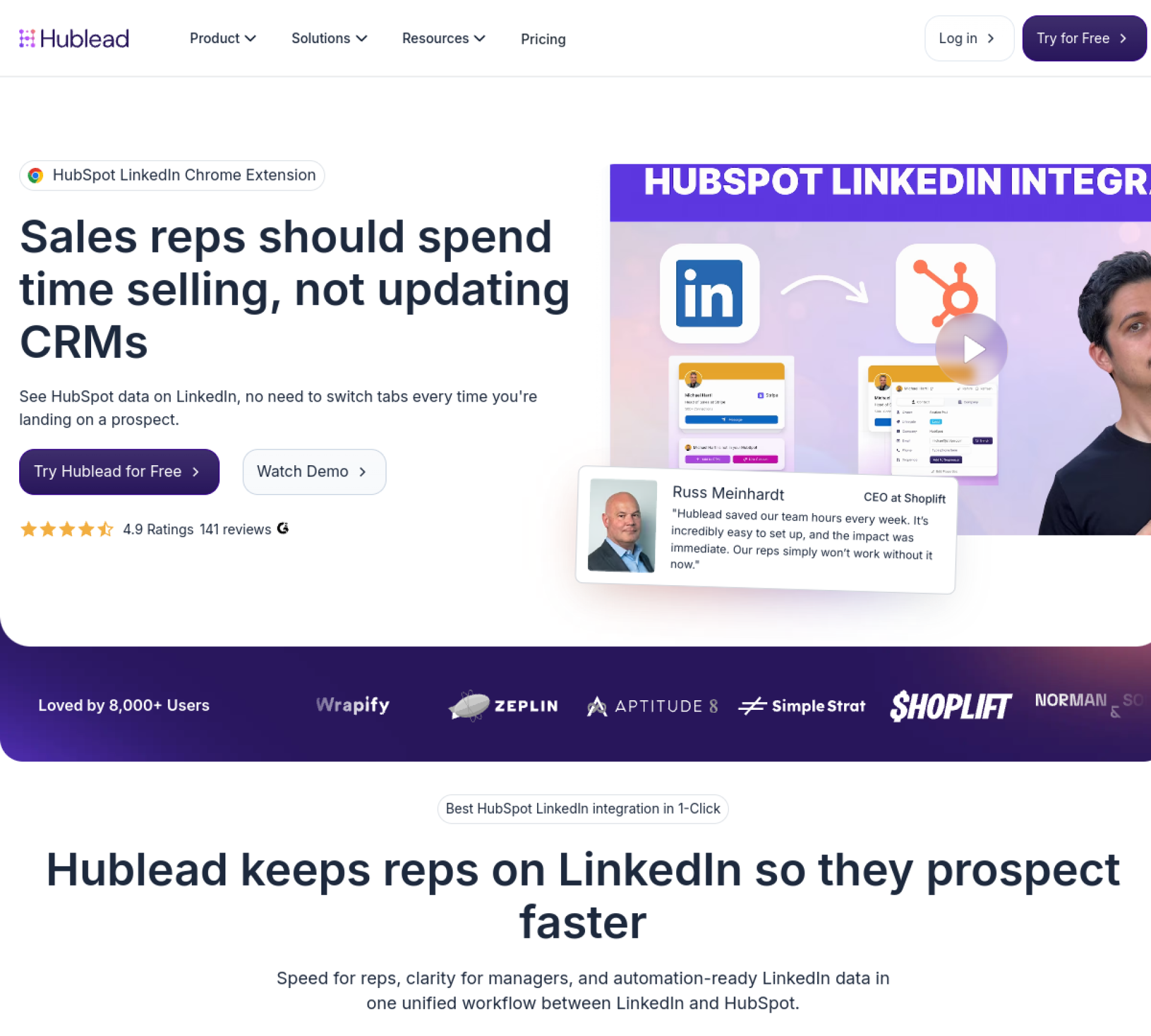 Hublead homepage