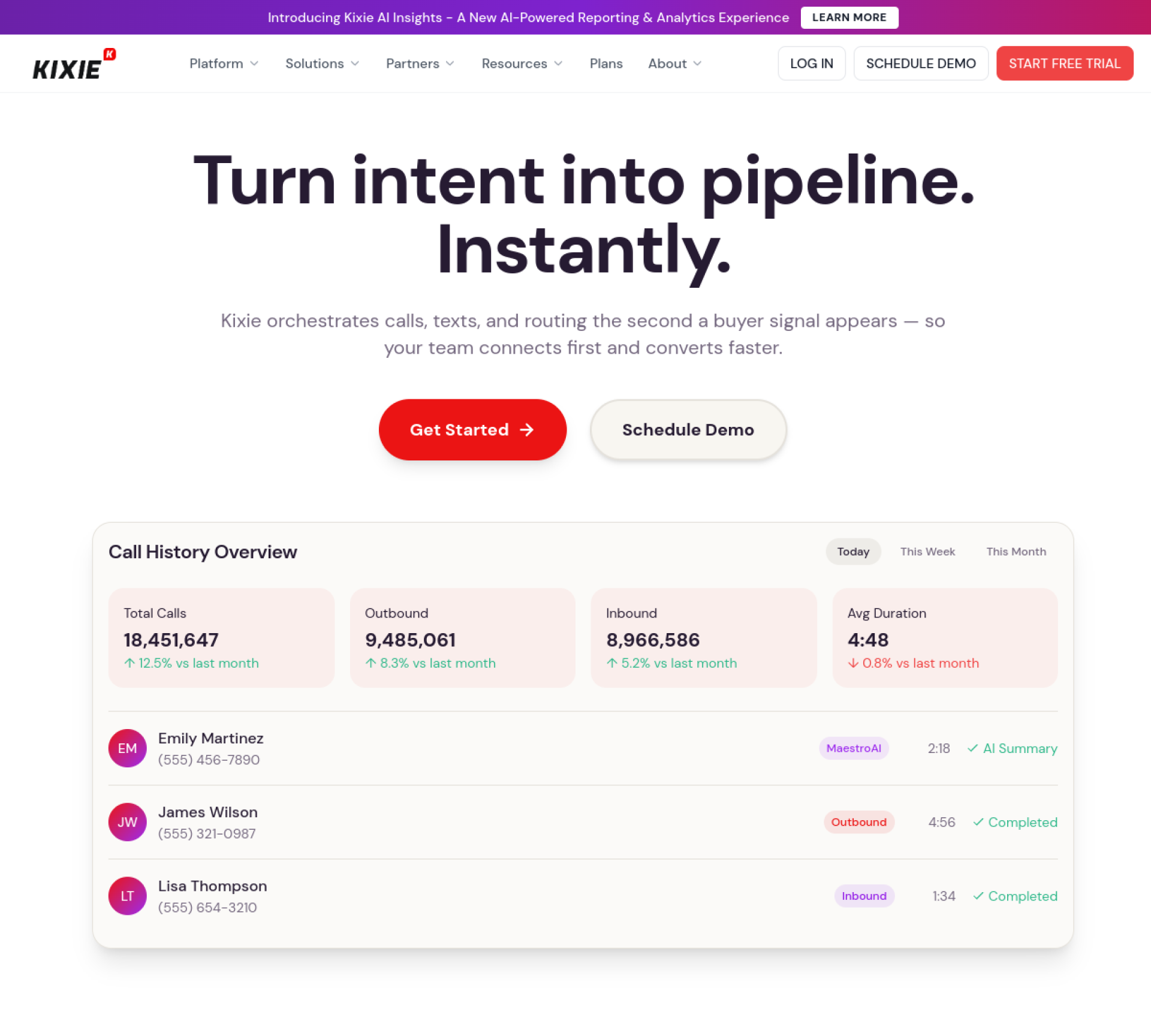 Kixie homepage