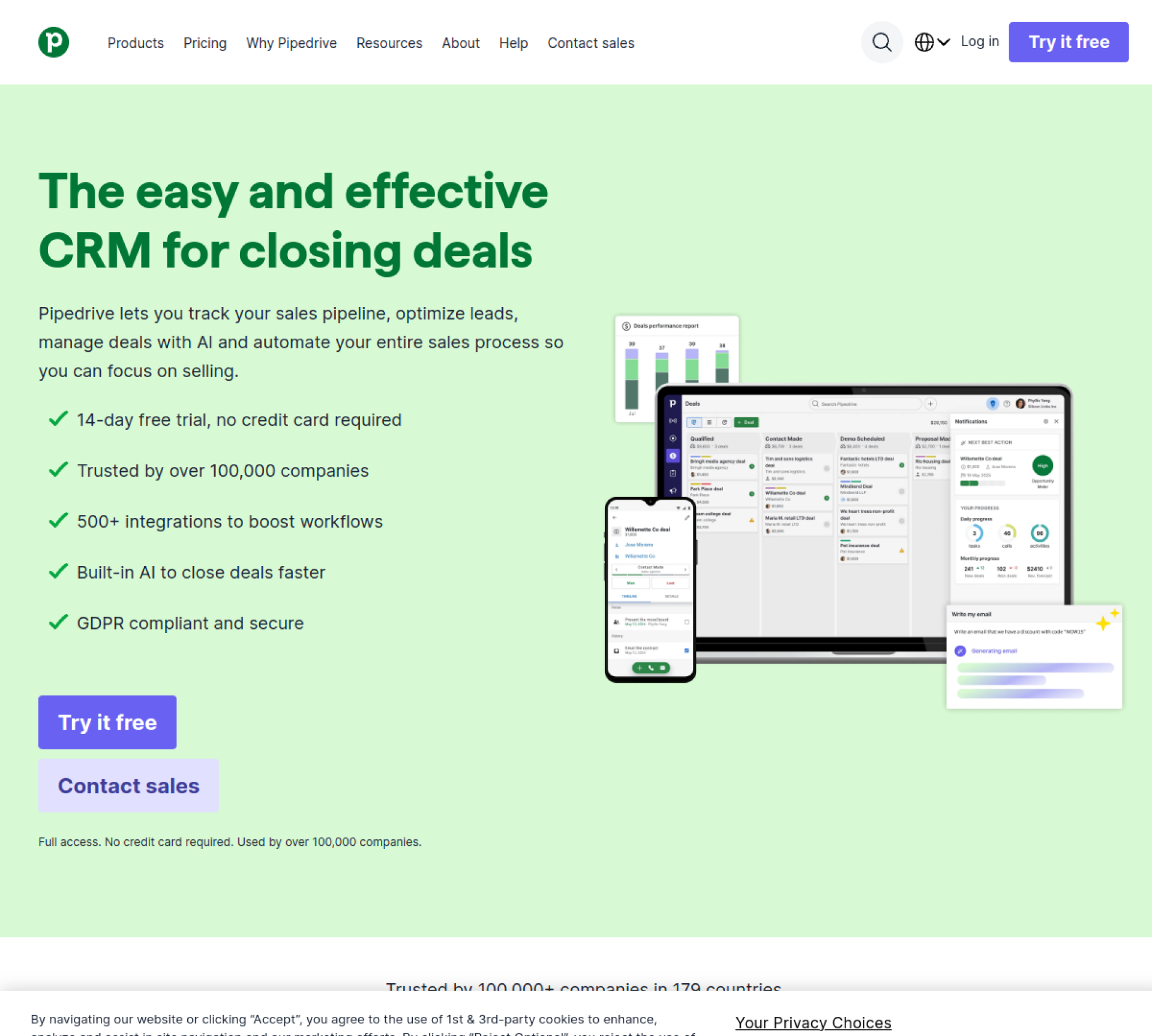 Pipedrive homepage