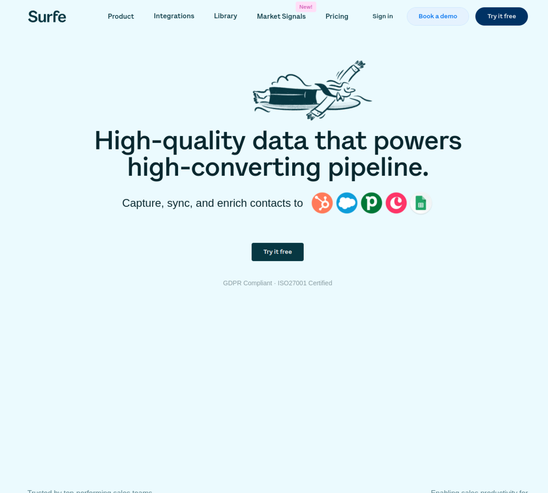 Surfe homepage