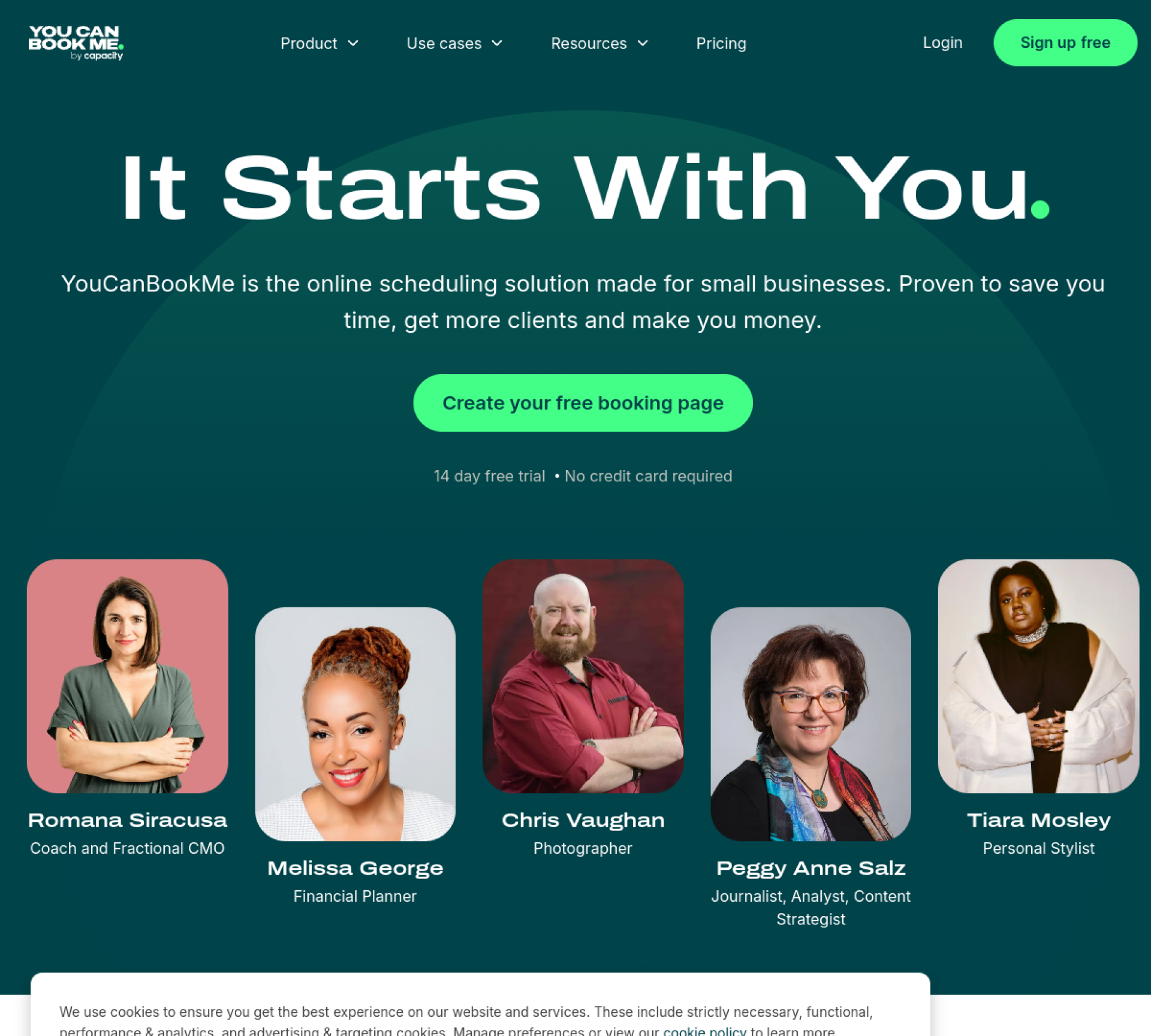 YouCanBookMe homepage