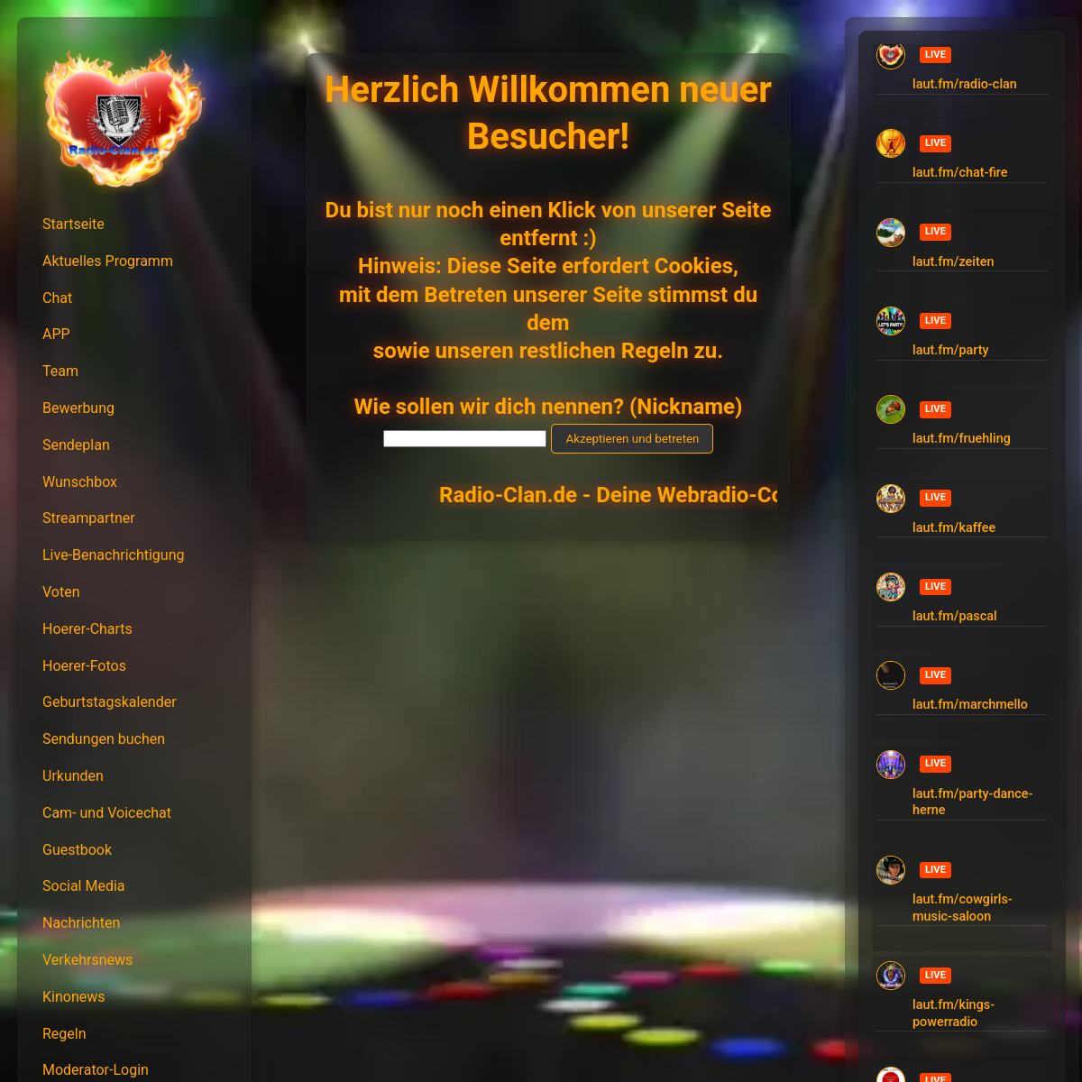 Screenshot der Website