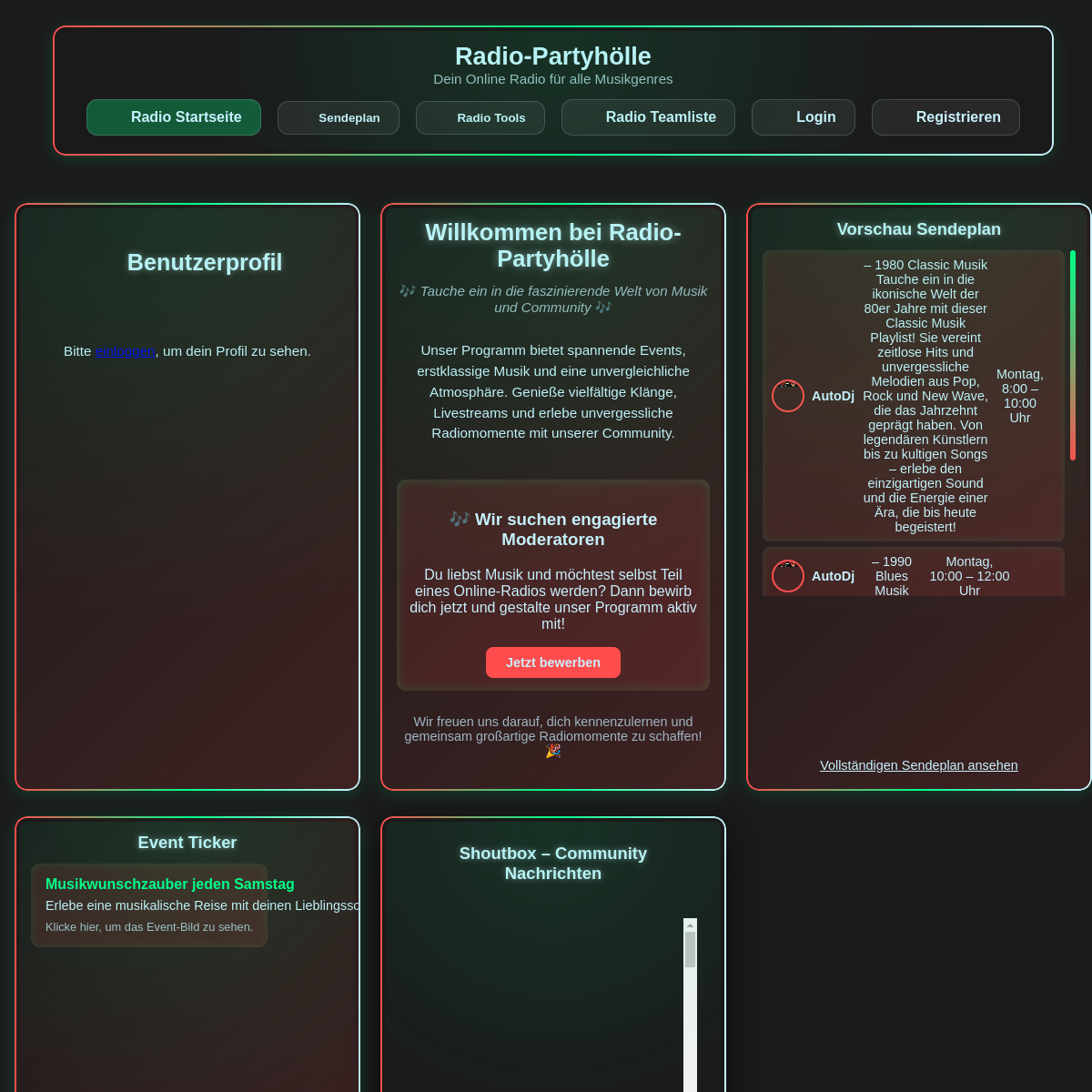 Screenshot der Website