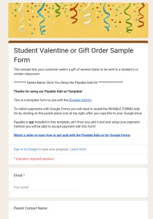 Student Valentine Order Form Template