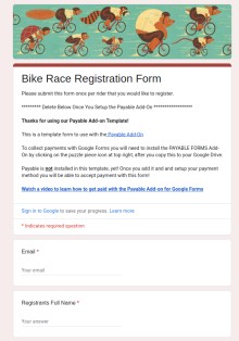 Bike Race Registration Form Template