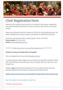 Choir Registration Form Template