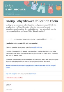 Group Baby Shower Collection Form Template