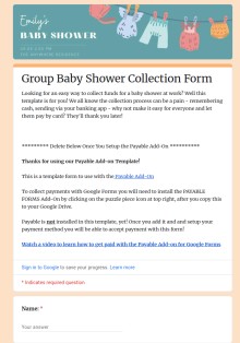 Group Baby Shower Collection Form Template