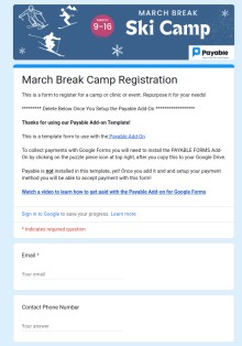 Easy Registration for March Break Ski Camp Template