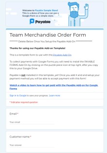 Team Merchandise Order Form Template